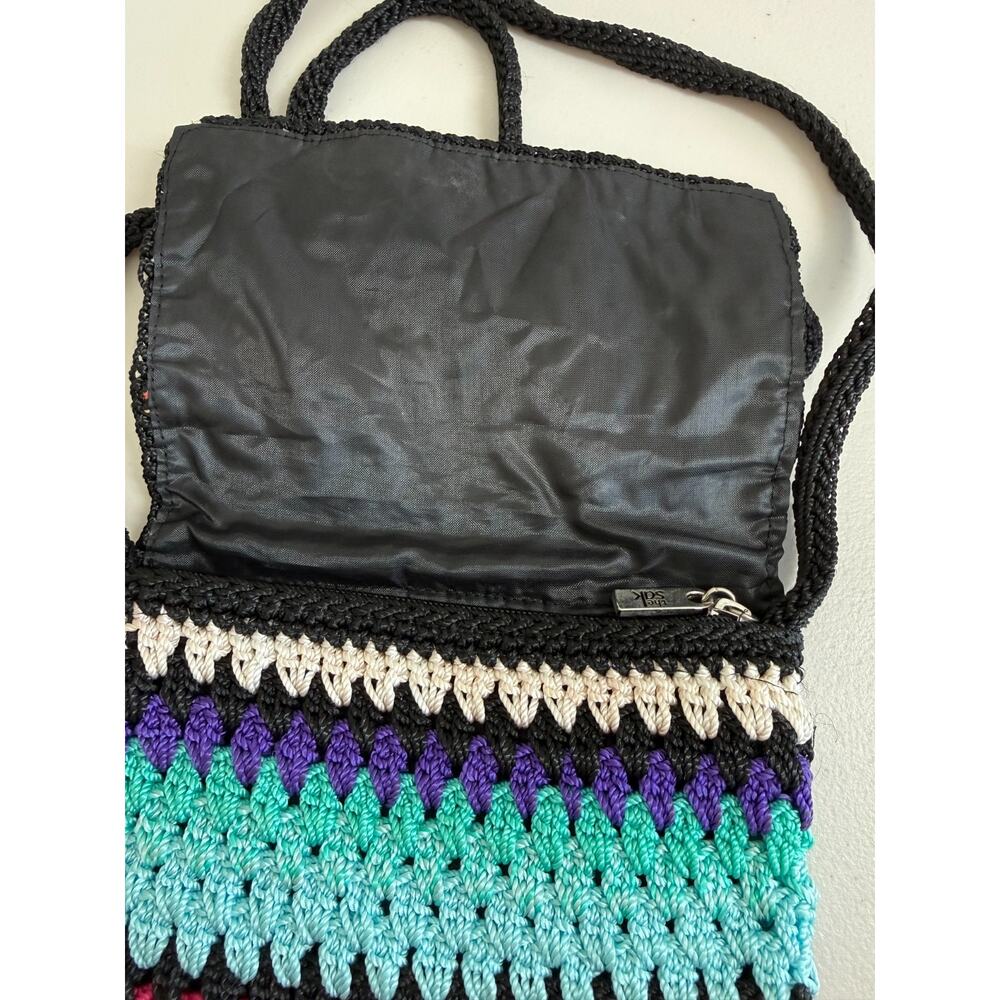 The Sak Crochet Stripe Crossbody Purse Inner Pockets Bohemian - Picture 4 of 10